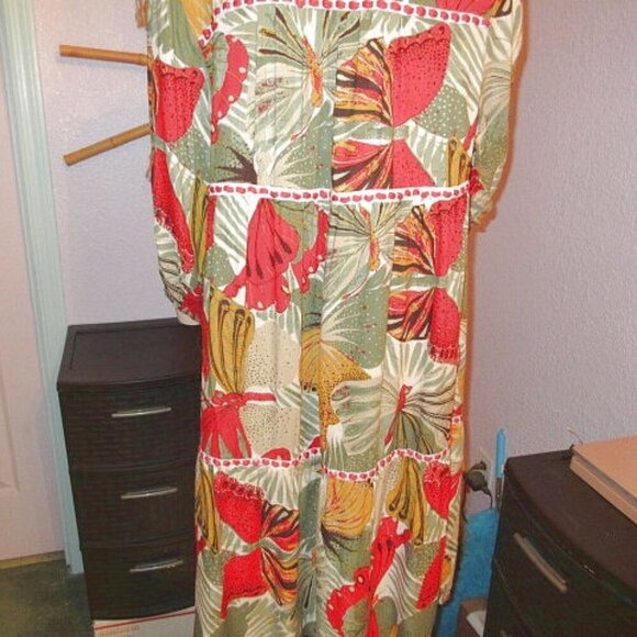 Cato Butterfly Kimono Duster Top Size S Embroidered Gauze Tiered Oversized Boho - Picture 11 of 12